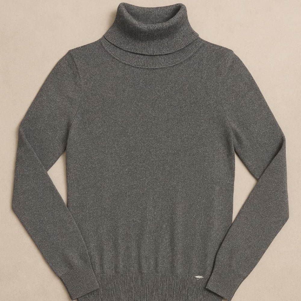 Calvin Klein Metallic Turtleneck Sweater Gray Size M - Picture 2 of 8